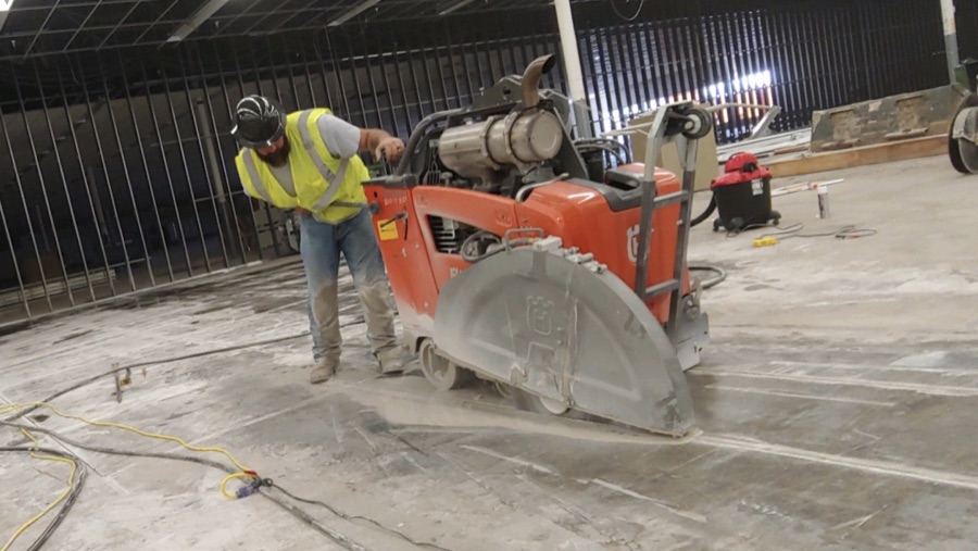 Concrete slab sawing