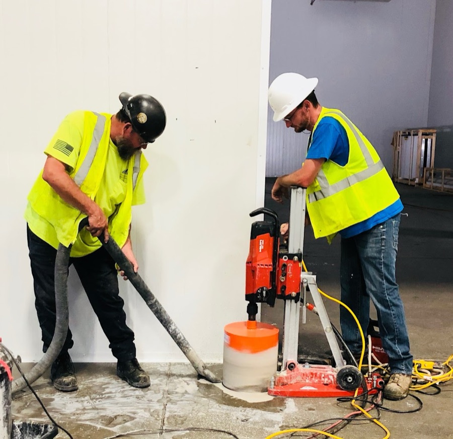 Core drilling a concrete floor